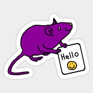 Purple Rat says Hello Sticker